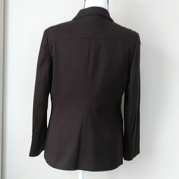 Talbots Stretch Wool Lined Two Button Blazer 10P Brown - Picture 13 of 16